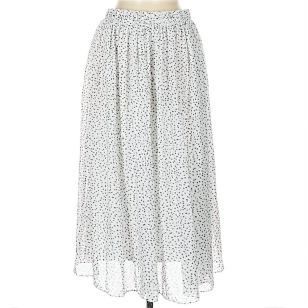 WD.NY Black and White Polka Dot Bohemian Midi Skirt
